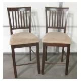 Pair of Wood Bar Height Chairs