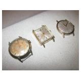 3 Vtg 10KT Rolled Gold Plated Bezel Watches