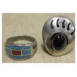 Two Native American Nickel Silver Rings