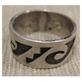 Vtg Hopi Sterling Silver Abstract Ring
