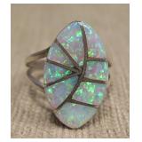 NA Sterling Silver Opal Inlay Ring