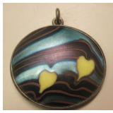 Vtg Lundberg Studios Sterling & Art Glass Pendant