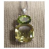 Peridot & Citrine Sterling Necklace w/ chain