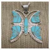 SW Sterling Turq. Indian Butterfly Necklace