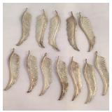 Sterling Silver Feather Pendants  Lot Of 12