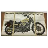 Framed 3-Panel Harley Davidson Motorcycle Mirror