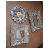 6 Small Silver-Toned Resin Framed Mirrors