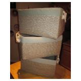 3 Lined Wicker Baskets w/ Rope Handles