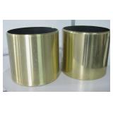 Pair Of 2 Large Brass-Toned Aluminum Planters