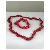 Red Coral Beaded Jewelry  Set