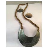 Black MOP Carved Floral Jewelry Set