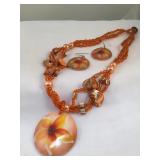 Orange Shell Costume Jewelry Set