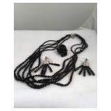Black Onyx Beaded Costume Jewelry Set