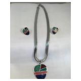 Southwestern Style inlay Costume Jewelry Set