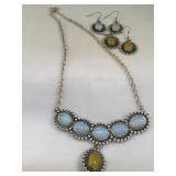 Reversible Moonstone necklace & Earrings