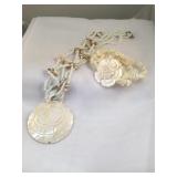 Lot of 2 carved Shell Necklaces