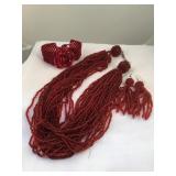 Beaded Red Costume Jewelry Set