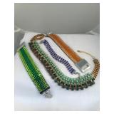 Wide Beaded Bracelet Lot Of 4