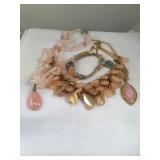 Lot Beaded Rose Quartz Costume Jewelry items