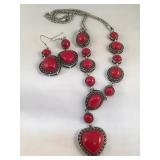 Red Heart Costume Jewelry Set