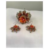 Orange Flower Jewelry Set