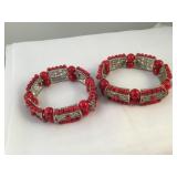 Red Beaded Costume Jewelry Pieces