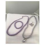 Lot Of 4 purple pearl Beaded  Costume Jewelry