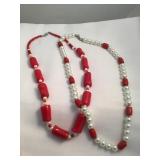 Coral Pearl Beaded  Costume Jewelry pieces