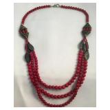 Red Coral Colored Necklace