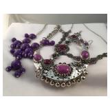 Lot Of 5 Purple Beaded  Costume Jewelry Pieces