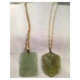 2 Oversized Carved Jade Pendants