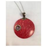 Sterling Silver Hallmarked Round Coral Necklace