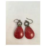 Sterling Silver Hallmarked Coral Earrings
