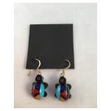 Sterling Silver Hallmarked Turtle inlay Earrings