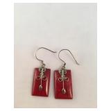 Sterling Silver Hallmarked Coral Earrings