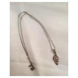 Sterling Silver & PInk Jade Necklace