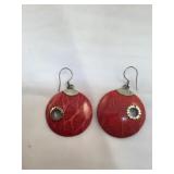 Sterling Silver Hallmarked Round Coral Earrings