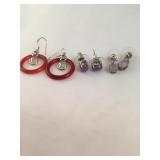 Lot Of 3 Sterling Silver Hallmarked Jade earrings
