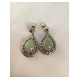 Sterling Silver Hallmarked Jade Earrings