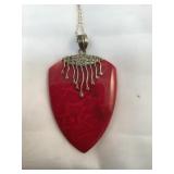 Sterling Silver Hallmarked Coral Necklace