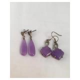 Sterling Silver Hallmarked Purple Jade earrings