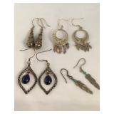 Lot of 4 Sterling Silver Hallmarked earrings