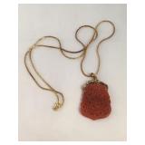 Gold over Sterling Silver Carved  Jade Necklace