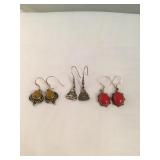 lot of 3 Pair Sterling Silver Hallmarked Earrings