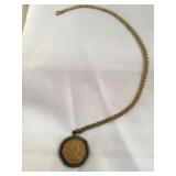 Gold Filled Chain With Coin Mounted In sterling