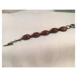Sterling Silver hallmarked Red stone Bracelet
