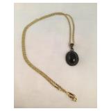 Vintage Onyx Pendant On Gold OVer Sterling chain