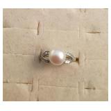 Sterling Silver / Pearl / CZ  Ring