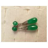 Sterling Silver Hallmarked Jade Earrings