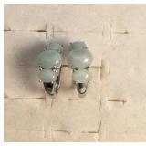 Sterling Silver Hallmarked Jade Earrings